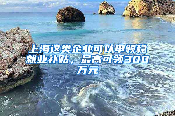 上海这类企业可以申领稳就业补贴，最高可领300万元