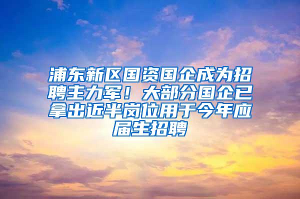 浦东新区国资国企成为招聘主力军！大部分国企已拿出近半岗位用于今年应届生招聘