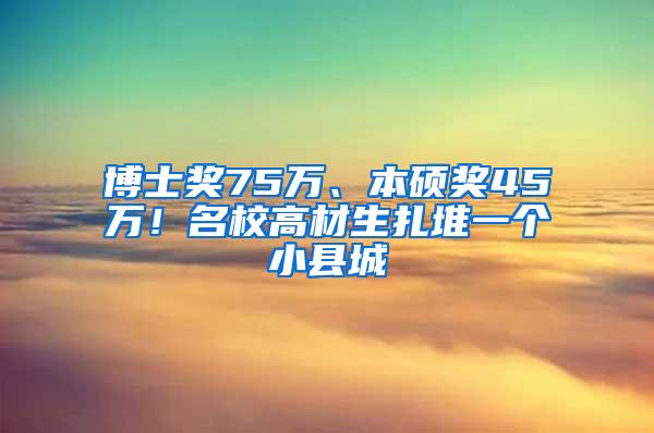 博士奖75万、本硕奖45万！名校高材生扎堆一个小县城