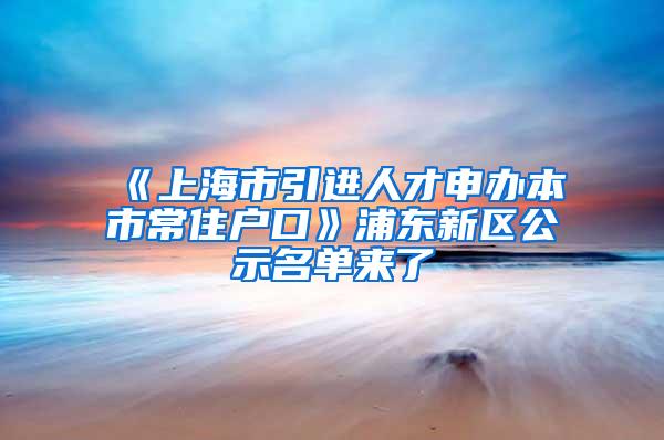 《上海市引进人才申办本市常住户口》浦东新区公示名单来了