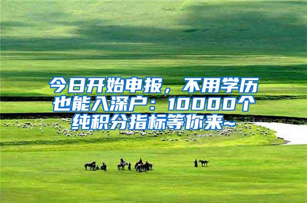 今日开始申报，不用学历也能入深户：10000个纯积分指标等你来~