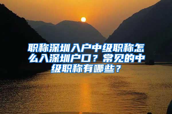 职称深圳入户中级职称怎么入深圳户口？常见的中级职称有哪些？