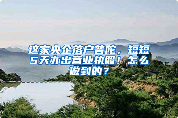 这家央企落户普陀，短短5天办出营业执照！怎么做到的？