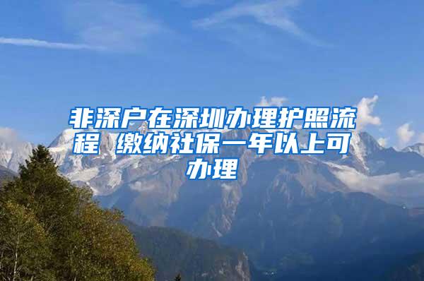 非深户在深圳办理护照流程 缴纳社保一年以上可办理