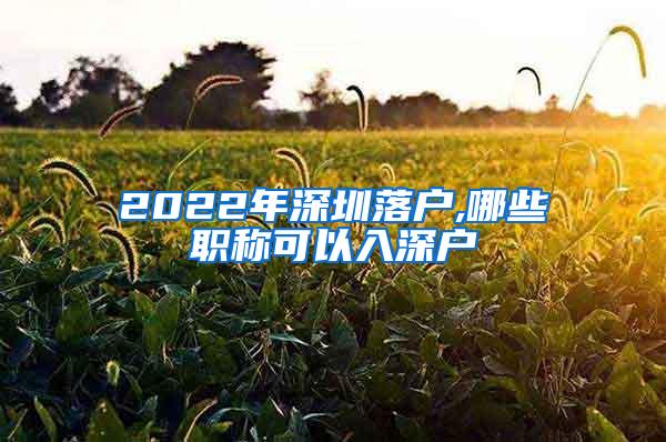 2022年深圳落户,哪些职称可以入深户