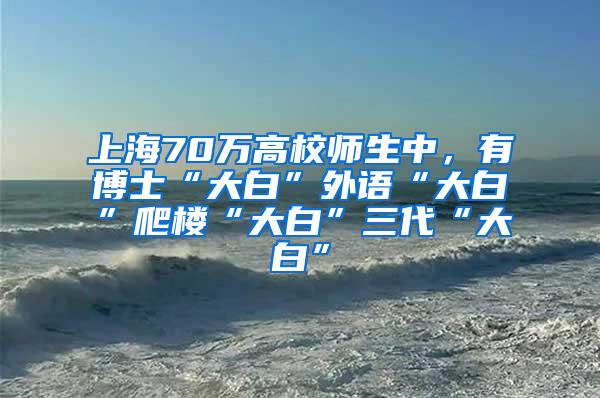 上海70万高校师生中，有博士“大白”外语“大白”爬楼“大白”三代“大白”