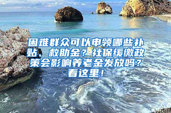 困难群众可以申领哪些补贴、救助金？社保缓缴政策会影响养老金发放吗？看这里！