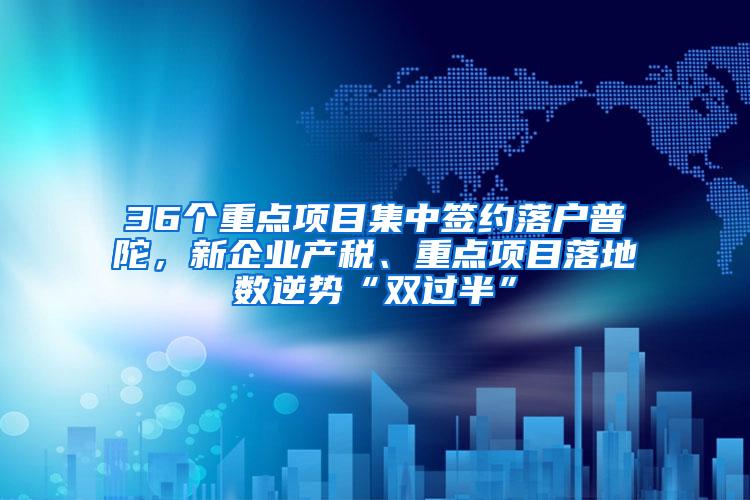 36个重点项目集中签约落户普陀，新企业产税、重点项目落地数逆势“双过半”