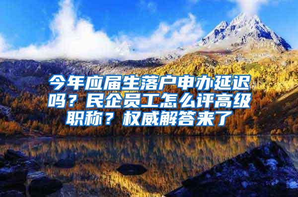 今年应届生落户申办延迟吗？民企员工怎么评高级职称？权威解答来了