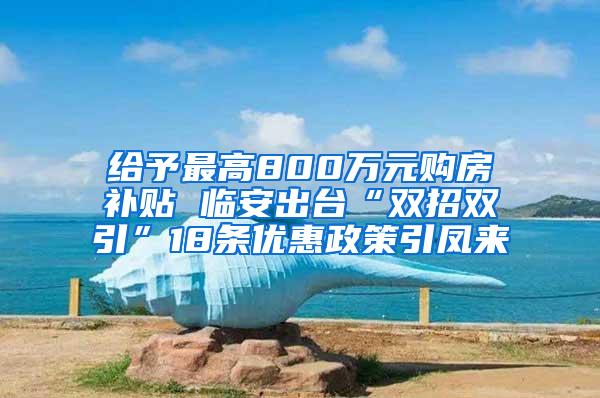 给予最高800万元购房补贴 临安出台“双招双引”18条优惠政策引凤来