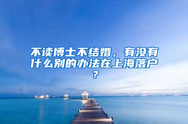 不读博士不结婚，有没有什么别的办法在上海落户？