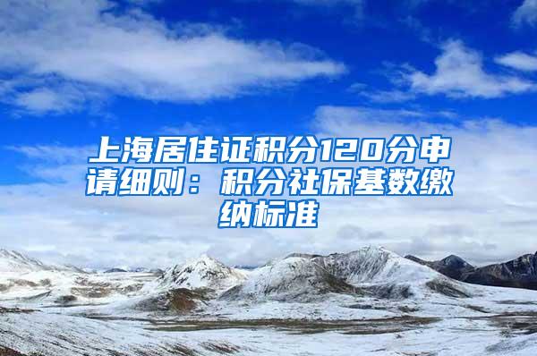 上海居住证积分120分申请细则：积分社保基数缴纳标准