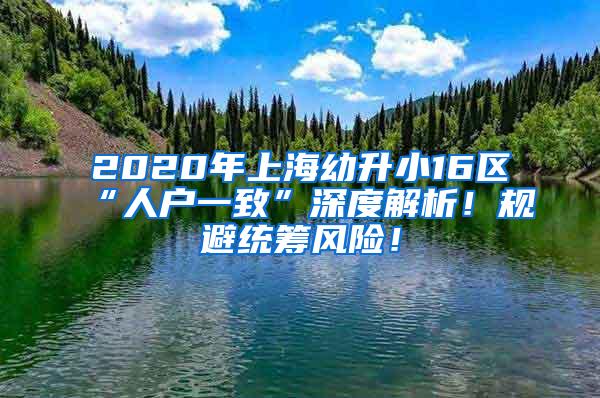 2020年上海幼升小16区“人户一致”深度解析！规避统筹风险！