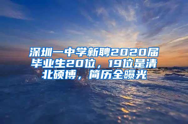 深圳一中学新聘2020届毕业生20位，19位是清北硕博，简历全曝光