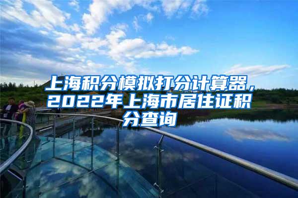 上海积分模拟打分计算器，2022年上海市居住证积分查询