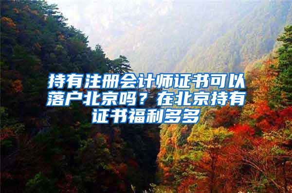 持有注册会计师证书可以落户北京吗？在北京持有证书福利多多