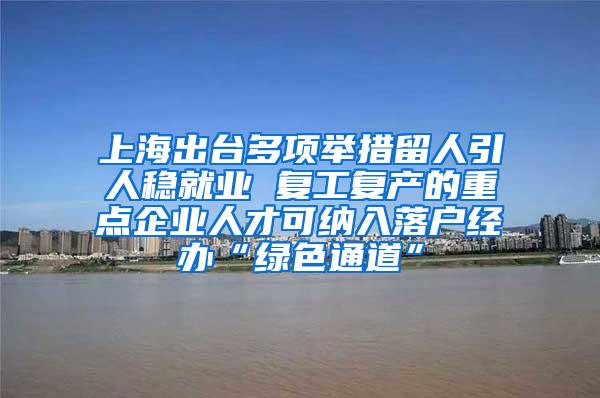 上海出台多项举措留人引人稳就业 复工复产的重点企业人才可纳入落户经办“绿色通道”