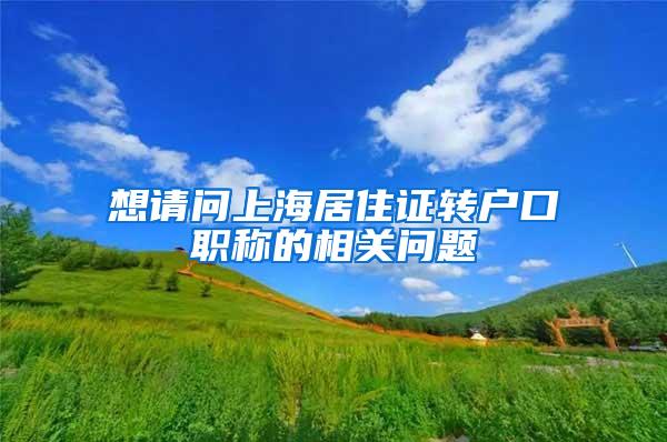 想请问上海居住证转户口职称的相关问题