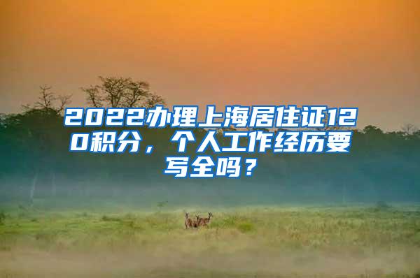 2022办理上海居住证120积分，个人工作经历要写全吗？