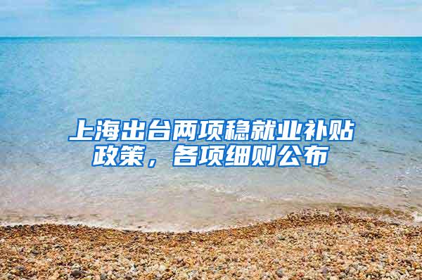 上海出台两项稳就业补贴政策，各项细则公布