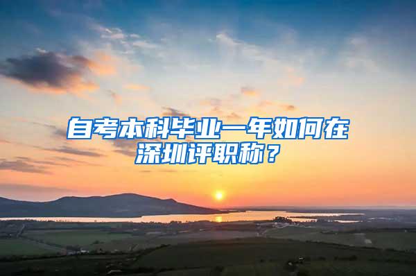 自考本科毕业一年如何在深圳评职称？