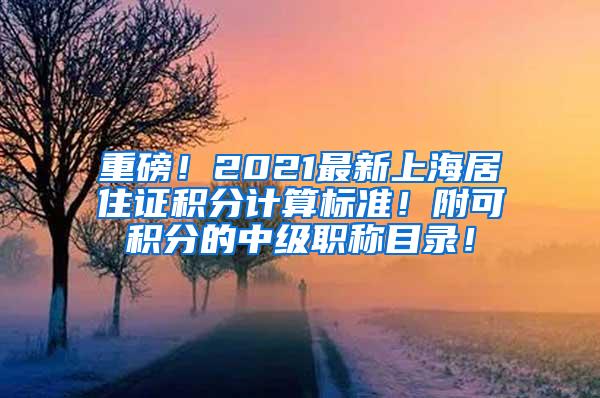 重磅！2021最新上海居住证积分计算标准！附可积分的中级职称目录！