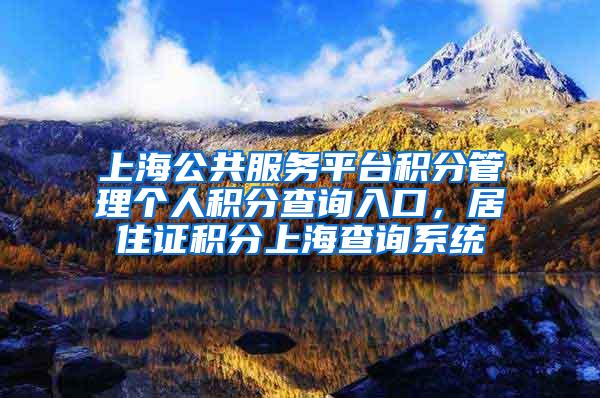 上海公共服务平台积分管理个人积分查询入口，居住证积分上海查询系统