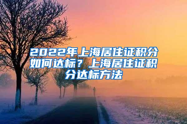 2022年上海居住证积分如何达标？上海居住证积分达标方法