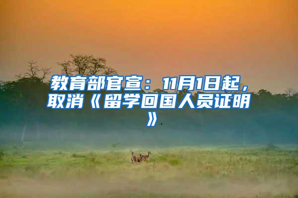 教育部官宣：11月1日起，取消《留学回国人员证明》