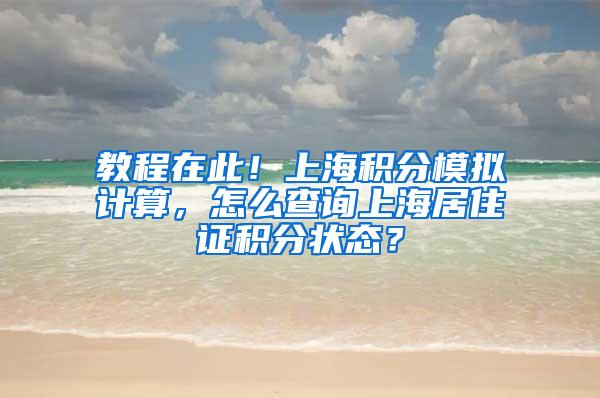 教程在此！上海积分模拟计算，怎么查询上海居住证积分状态？