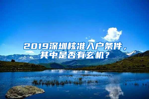 2019深圳核准入户条件，其中是否有玄机？