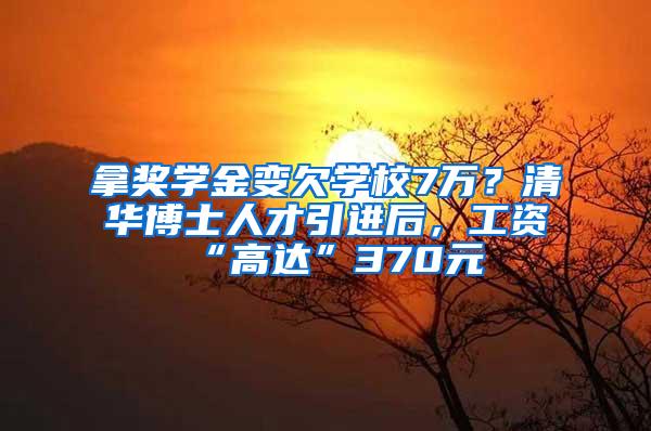 拿奖学金变欠学校7万？清华博士人才引进后，工资“高达”370元