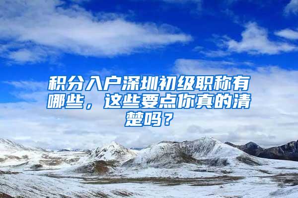 积分入户深圳初级职称有哪些，这些要点你真的清楚吗？