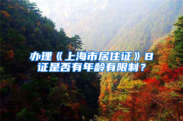 办理《上海市居住证》B证是否有年龄有限制？