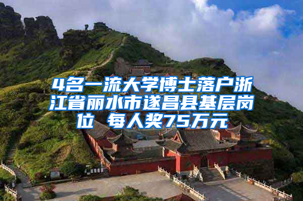 4名一流大学博士落户浙江省丽水市遂昌县基层岗位 每人奖75万元