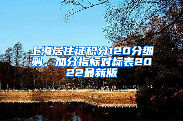 上海居住证积分120分细则，加分指标对标表2022最新版