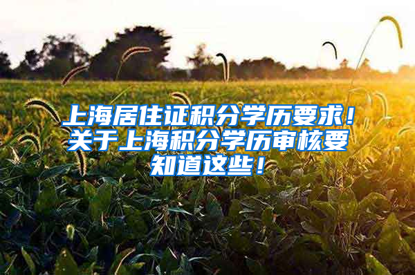 上海居住证积分学历要求！关于上海积分学历审核要知道这些！