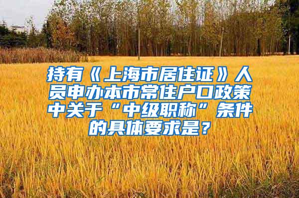 持有《上海市居住证》人员申办本市常住户口政策中关于“中级职称”条件的具体要求是？