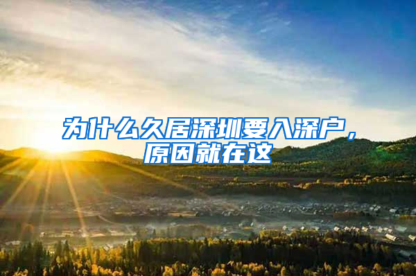 为什么久居深圳要入深户，原因就在这