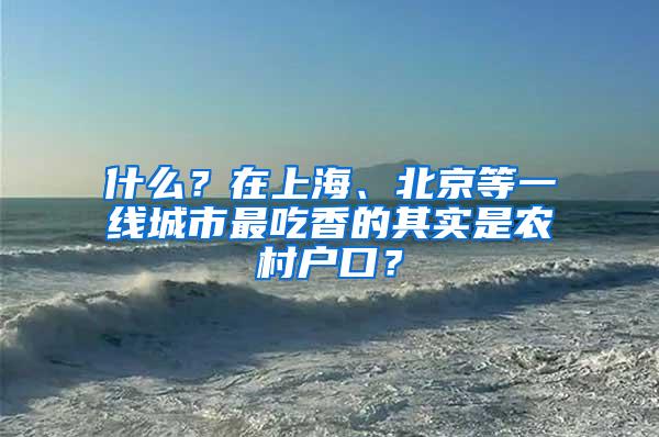 什么？在上海、北京等一线城市最吃香的其实是农村户口？