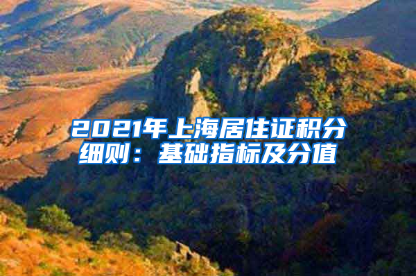 2021年上海居住证积分细则：基础指标及分值