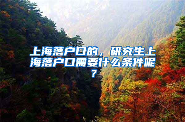 上海落户口的，研究生上海落户口需要什么条件呢？