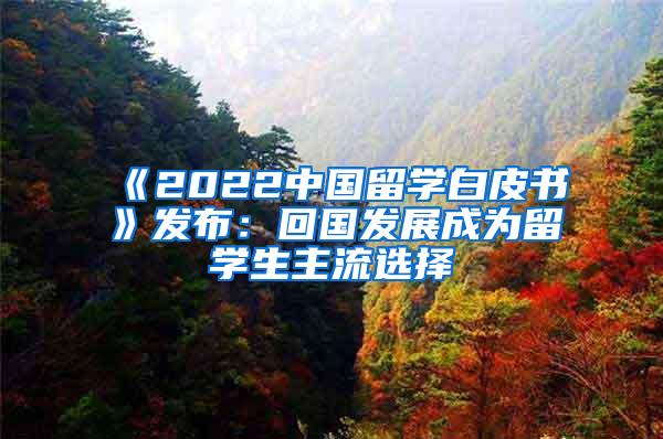 《2022中国留学白皮书》发布：回国发展成为留学生主流选择