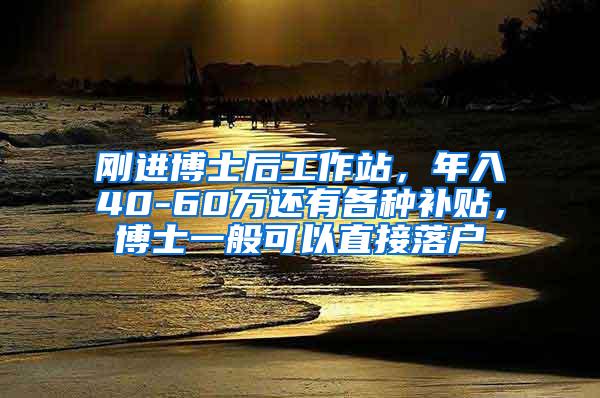 刚进博士后工作站，年入40-60万还有各种补贴，博士一般可以直接落户