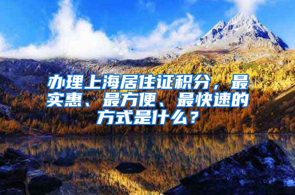 办理上海居住证积分，最实惠、最方便、最快速的方式是什么？