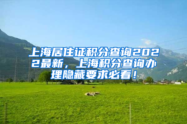 上海居住证积分查询2022最新，上海积分查询办理隐藏要求必看！