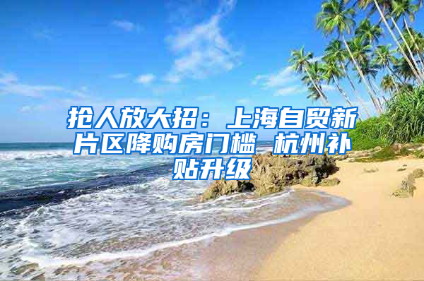 抢人放大招：上海自贸新片区降购房门槛 杭州补贴升级