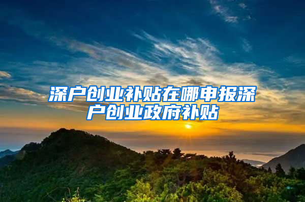 深户创业补贴在哪申报深户创业政府补贴