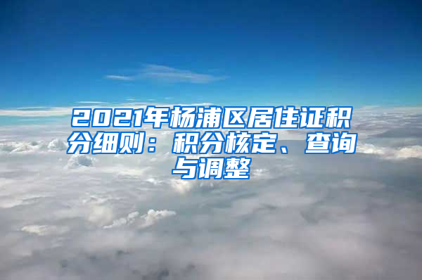 2021年杨浦区居住证积分细则：积分核定、查询与调整