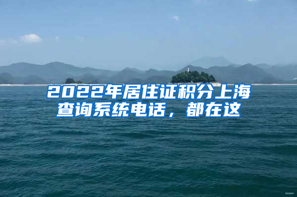 2022年居住证积分上海查询系统电话，都在这